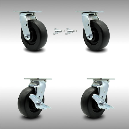 Service Caster 6 Inch SS Polyolefin Caster Set with Ball Bearings 2 Swivel Lock 2 Brake SCC SCC-SS30S620-POB-BSL-2-TLB-2